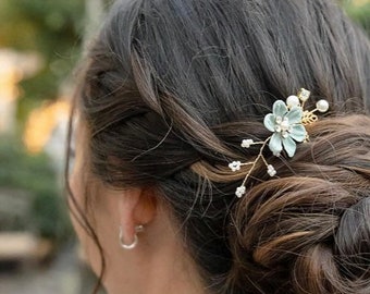 Something Blue Flower Hair Pins, Many Colors To Choose From