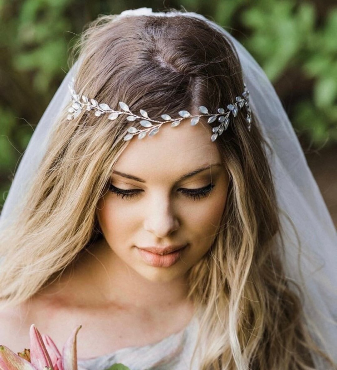 Hair Vine With Opal Colored Marquise Rhinestone in Gold or Silver