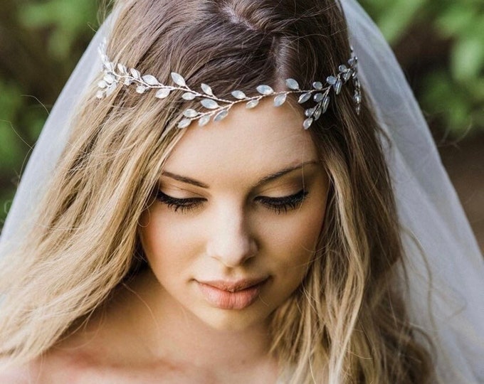 Hair Vine With Opal Colored Marquise Rhinestone In Gold Or Silver