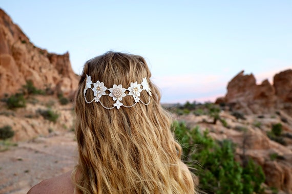 Buy Flower Hair Chain With A Variety of Decorative Flowers Hippie Hair Accessory Online in India Etsy