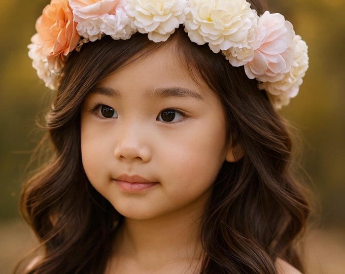 Pink and White Flower Crown – Wedding Hair Accessory for Flower Girls & Bridesmaids