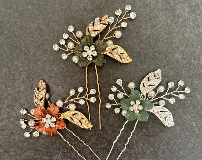 Eucalyptus Green Hair Accessories, Autumn Inspired Custom Colored To Match Your Wedding Palette