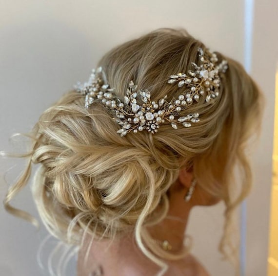 Wedding bridal formal rhinestone hairpiece Leaf Vine Rhinestone Sprig Bridal Hair Clip main image 4