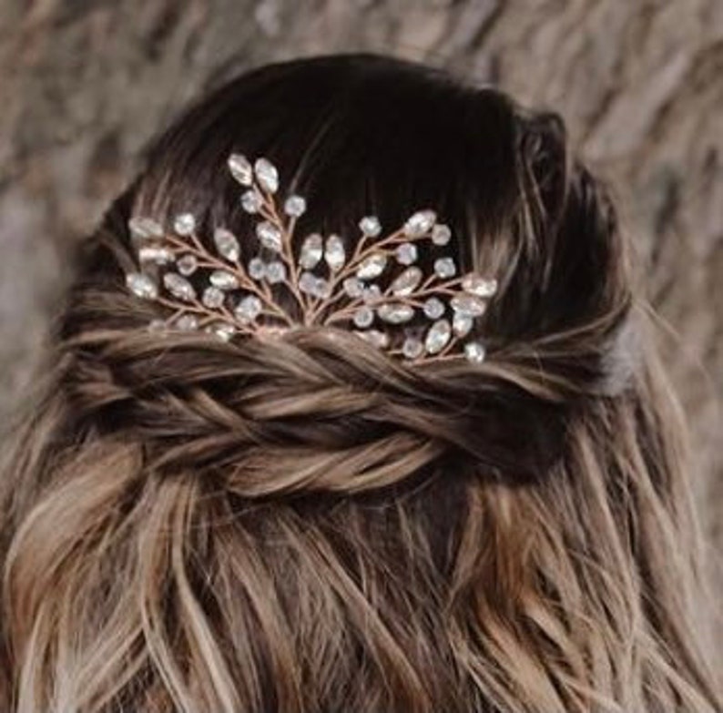 Bridal Hair Comb, Rhinestone Hair Comb, Gold Wedding Hair Accessory, Crystal Hair Comb, Bridesmaid Hair Accessory image 10