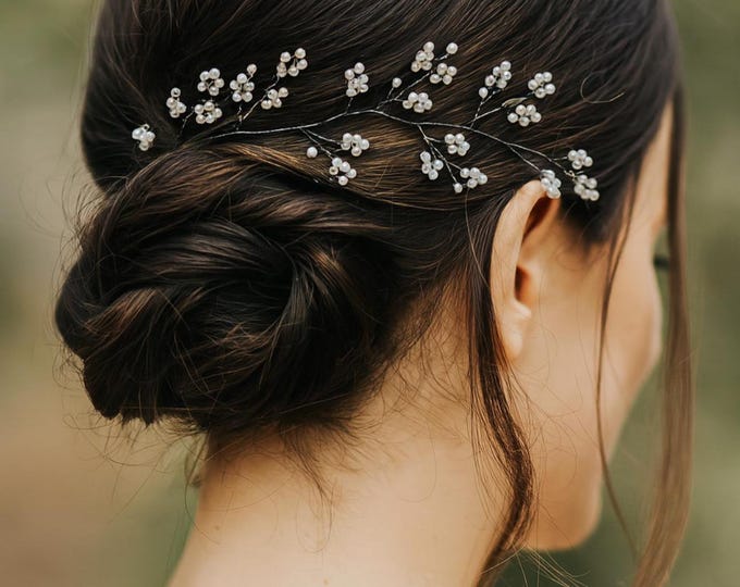 Wedding Hair Accessory Perfect For The Boho Bride, Silver Or Gold Baby's Breath Hair Vine