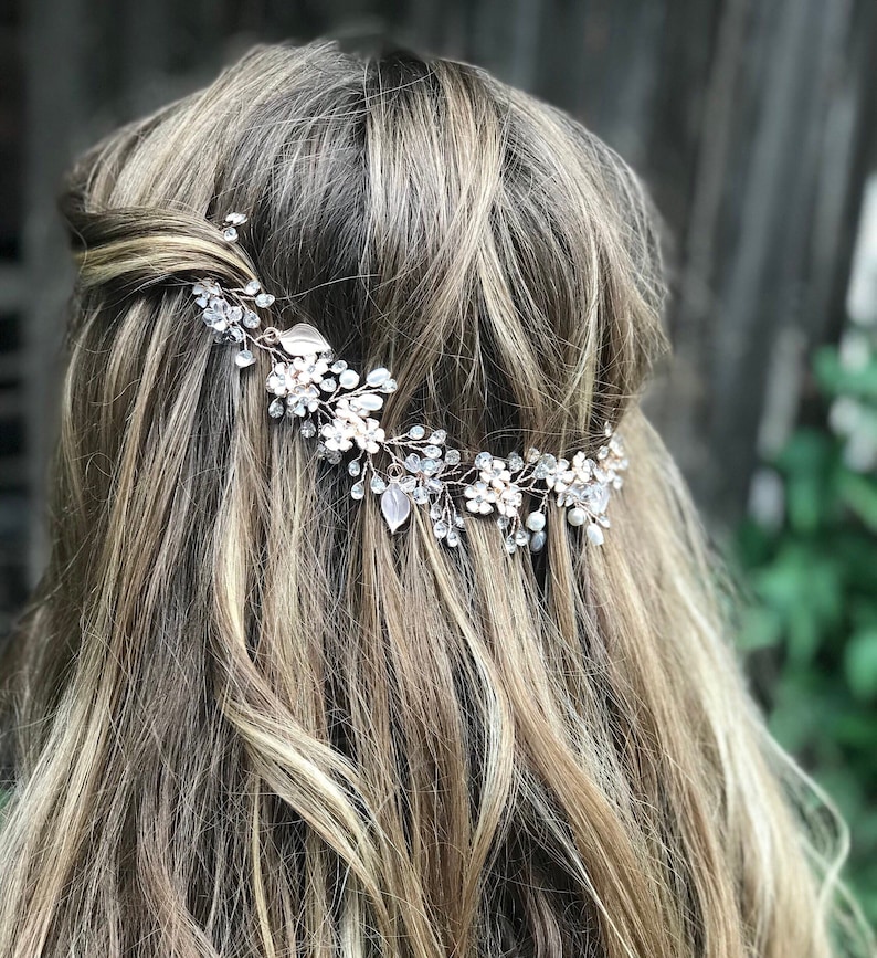 Flower Hair Vine For Your Long Boho Braid, Bridal Hair Accessory image 3