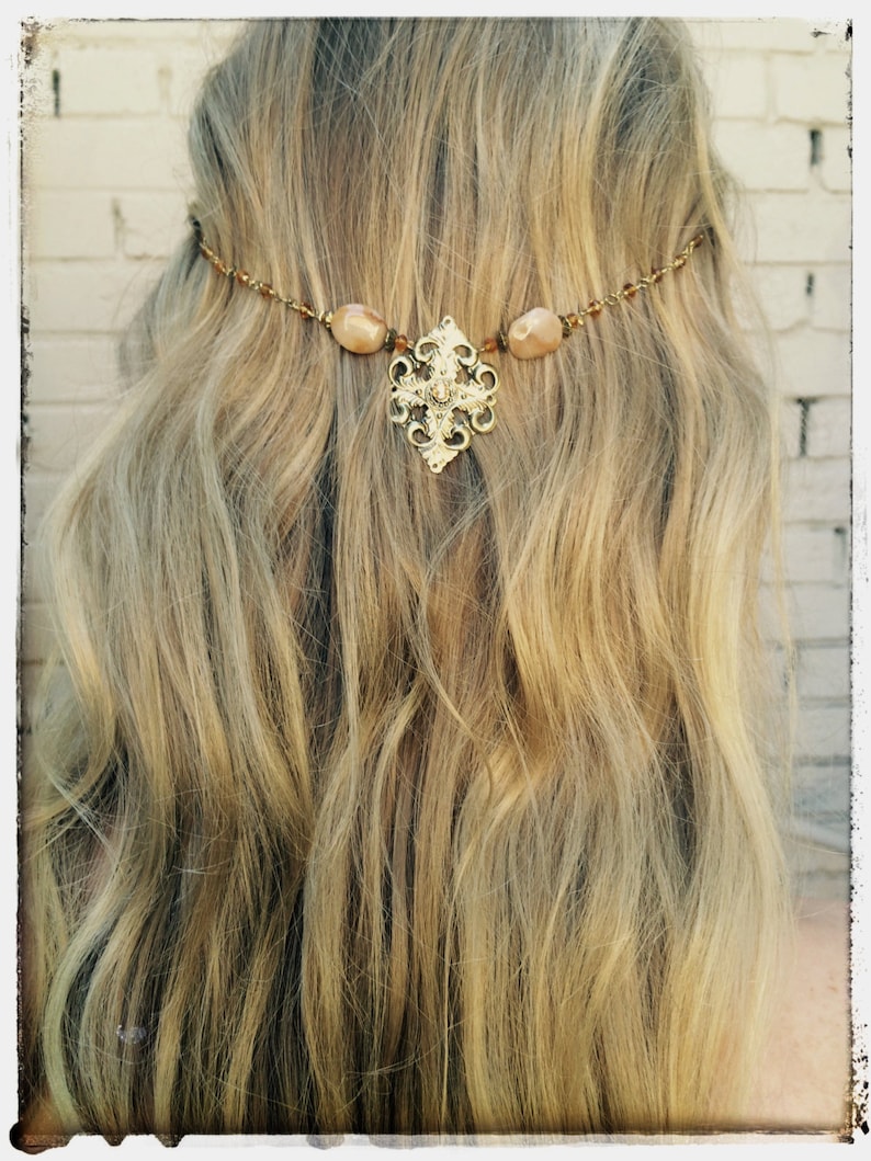 Antique Gold Hair Accessory Made With Rosary Chain Natural Etsy