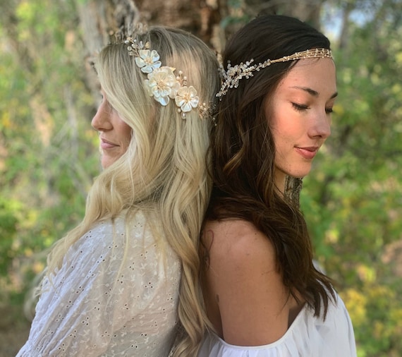 Hippie Flower Girl Hair Jewelry, Hair Accessory With White  display picture 2