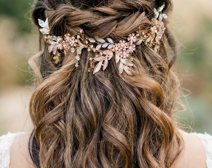 Blush Pink Hair Accessory with Personalized Flower Colors to Match Your Dress Bouquet Or Wedding Palette