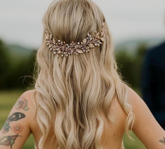 Hippie Hair Vine, Bridal Leaf Hair Vine, Bridal Headpiece  display picture 3