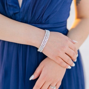 Multi Strand Cubic Zirconia Tennis Bracelet, Gold Or Silver