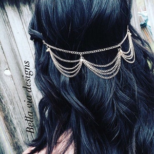 Cascading Gold Head Chain, layered hair necklace