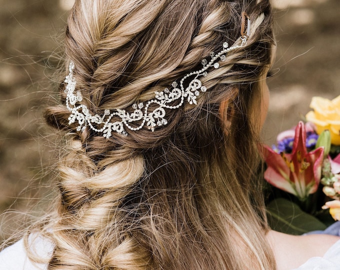 Rhinestone Art Deco Hair Jewelry, Silver Hair Accessory