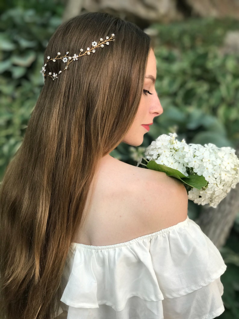 Wedding Hair Vine Gold Hair Vine Hair Vine For Wedding Wedding Hair Accessory Vintage Bridal Hair Jewelry Pearl Hair Crown