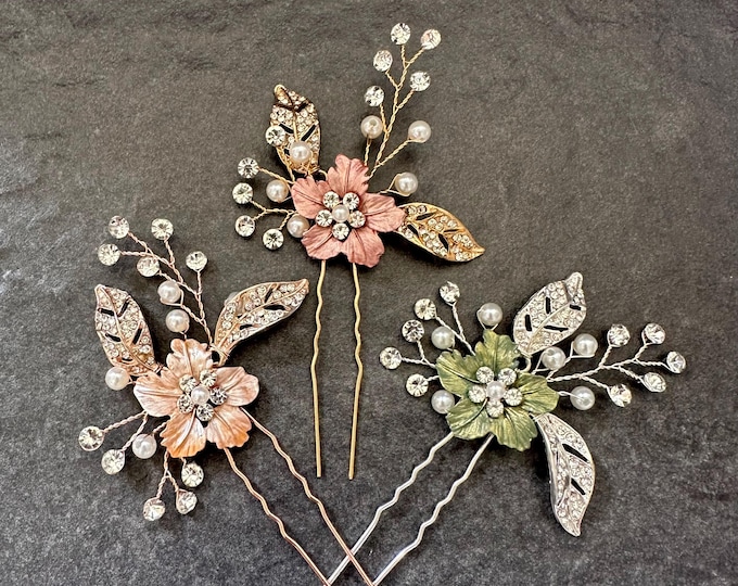 Personalized Flower Colors, Customizable Flower Hair Pins For Your Bridesmaids