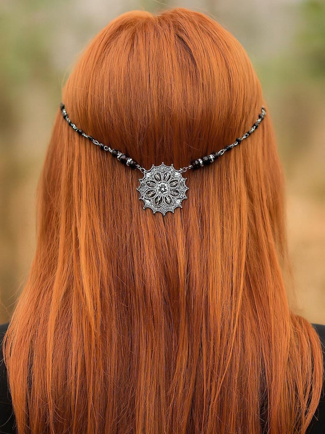 Black Fringe Hair Necklace - Women Accessories Black Fringe Necklace, Big Necklace, Black Necklace, Long  main image 2