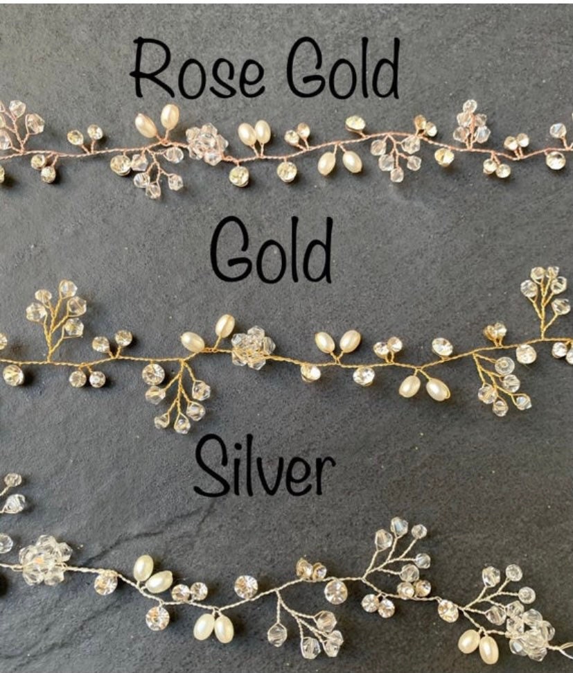 Long Flower Hair Vine With Soft White Flowers, Bridal Hair Accessory Long Flower Hair Vine With Soft White Flowers, Bridal Hair Accessory