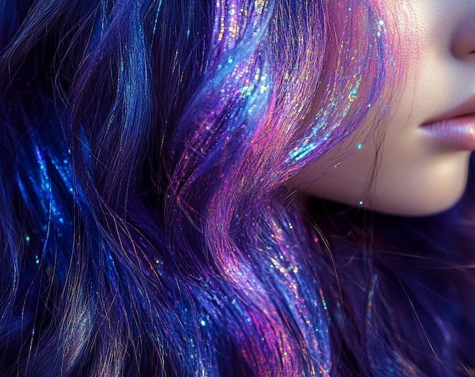 Vibrant Purple Fairy Hair Tinsel – Add Magic to Your Hairstyle, 2 Lengths 17+ Colors, Tie Or Bead In