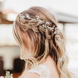 Wedding Hair Accessory Perfect For The Boho Bride, Silver Or Gold Baby&#39;s Breath Hair Vine
