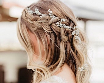 Wedding Hair Accessory Perfect For The Boho Bride, Silver Or Gold Baby's Breath Hair Vine