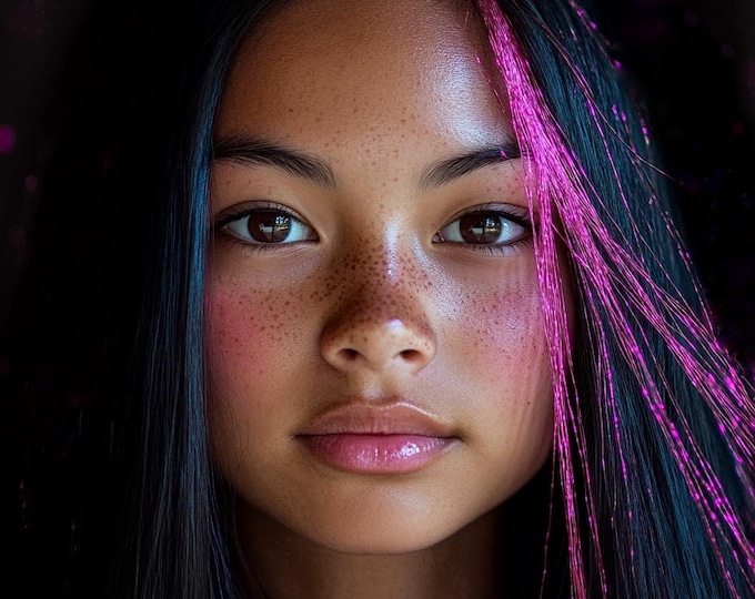 Tropical Fuchsia Fairy Hair Tinsel, Bold & Bright Sparkly Tinsel Strands.