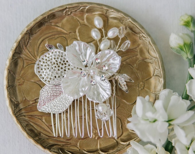 Dainty Flower Hair Comb For The Bride To Be