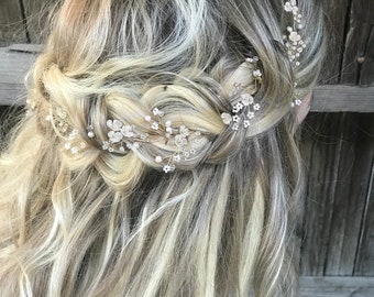 Delicate Gold Hair Vine, Pearl Hair Vine, Wedding Hair Accessory, Bridal Wreath, Wedding Hair Vine, Pearl Hair Crown