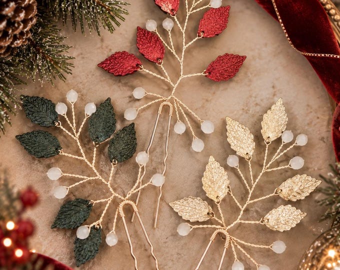 Holiday Inspired Hair Pins Custom Colors Available, Christmas Hair Accessories