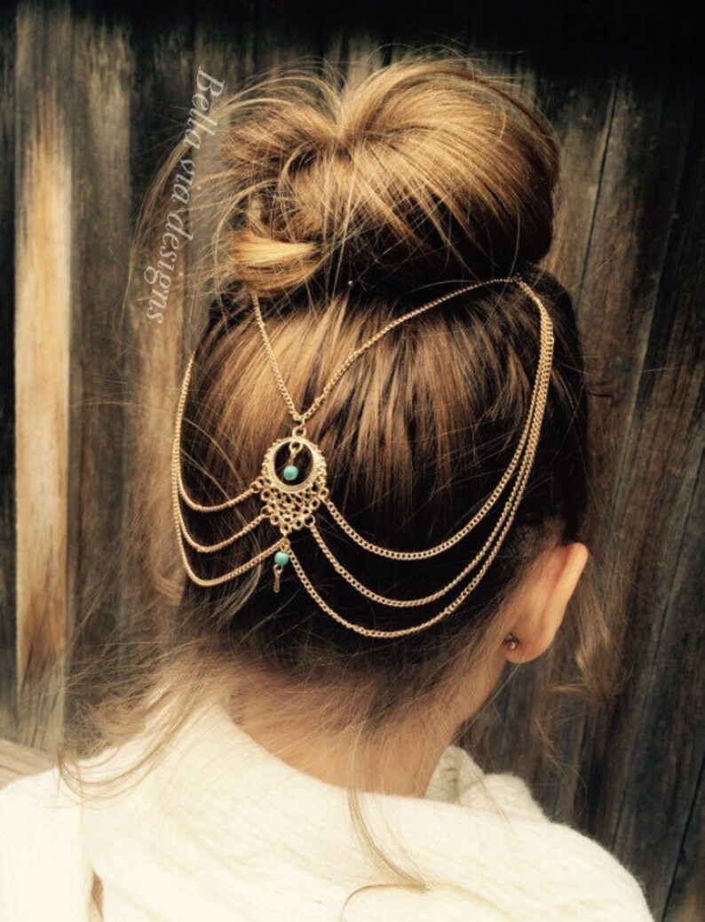 Hippie Head Piece. Hair Chain Accessory Tribal Head Accessory Silver Head Chain Gypsy Hair Chain Jewelry