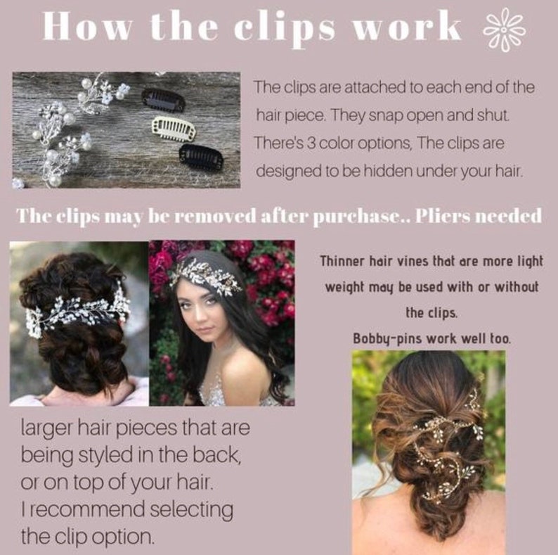 Flower Hair Vine For Your Long Boho Braid, Bridal Hair Accessory image 10