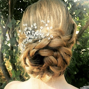 Rhinestone Hair Comb With Crystal Flower Accents