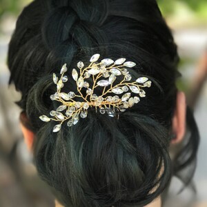 Bridal Hair Comb, Rhinestone Hair Comb, Gold Wedding Hair Accessory, Crystal Hair Comb, Bridesmaid Hair Accessory image 2