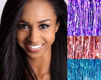 Lilac Hair Tinsel, Shimmer Hair Glitz Extensions, 50 Strands