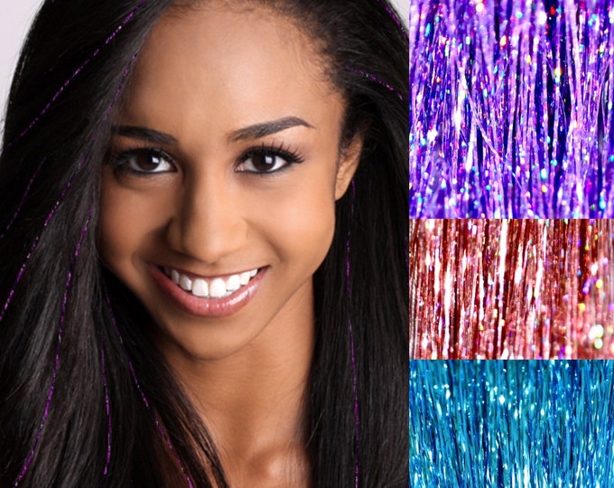 Hair Tinsel LILAC, Shimmer Hair Accessory, Hair Bling, Tinsel Hair Extensions, One Lilac Tinsel 50 Pieces