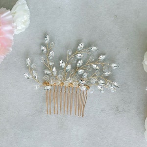 Bridal Hair Comb, Rhinestone Hair Comb, Gold Wedding Hair Accessory, Crystal Hair Comb, Bridesmaid Hair Accessory image 8