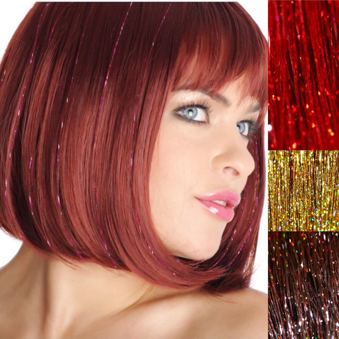 RED Hair Glitz Tinsel, Hair Accessory, Holiday Hair Accessory, Tinsel