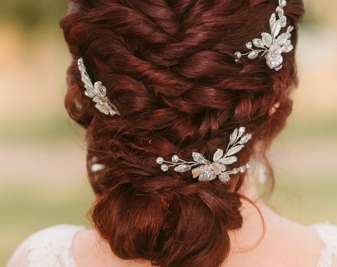 Garden Inspired Floral Hair Pins From Muted Blush To Bold Coral Tones / Custom Flower Colors / Bridesmaid Hair Accessories