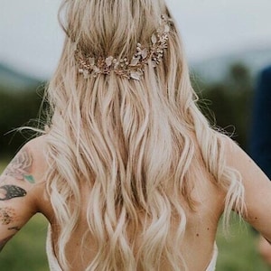 Hippie Hair Vine, Bridal Leaf Hair Vine, Bridal Headpiece, Wedding Hair Accessory, Bridal Wreath, Boho Hair Crown image 1