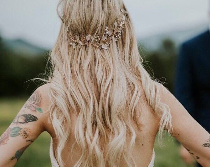 Hippie Hair Vine, Bridal Leaf Hair Vine, Bridal Headpiece, Wedding Hair Accessory, Bridal Wreath, Boho Hair Crown