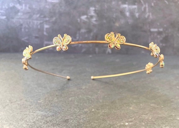 Gold Headband With Rhinestone Butterflies, Perfect Gift for 