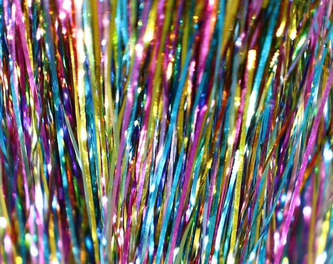 SHINY RAINBOW Hair Tinsel, Music Festival Hair Accessory, Commitment Free Hair Extensions,