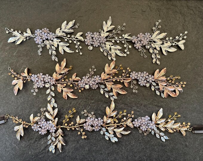 Custom Floral Color – Bridal Hair Accessory with Personalized Flower Colors to Match Dress or Bouquet,  Wedding Hairpiece