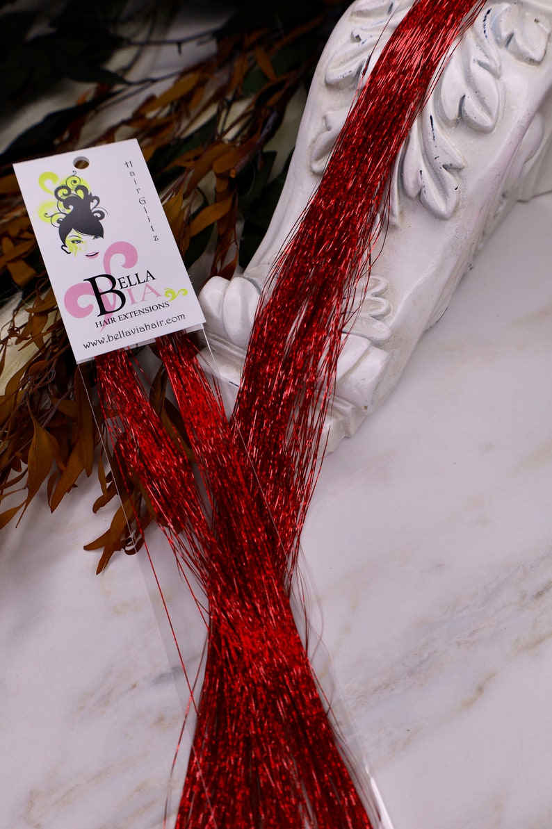 Red Hair Glitz Tinsel Hair Accessory Holiday Hair Accessory Etsy