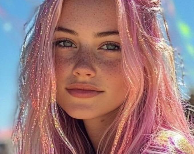 Glittery Fairy Hair Tinsel, 2 Lengths 17+ Vibrant Shades, Glitter Hair Tinsel
