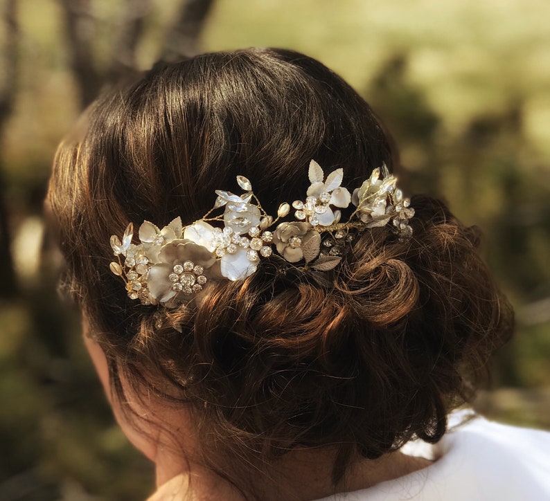 Silver flower Hair Comb Mixed metal clip Bridal Hair Comb Bridal Flower Hair Comb Wedding Hair Accessory