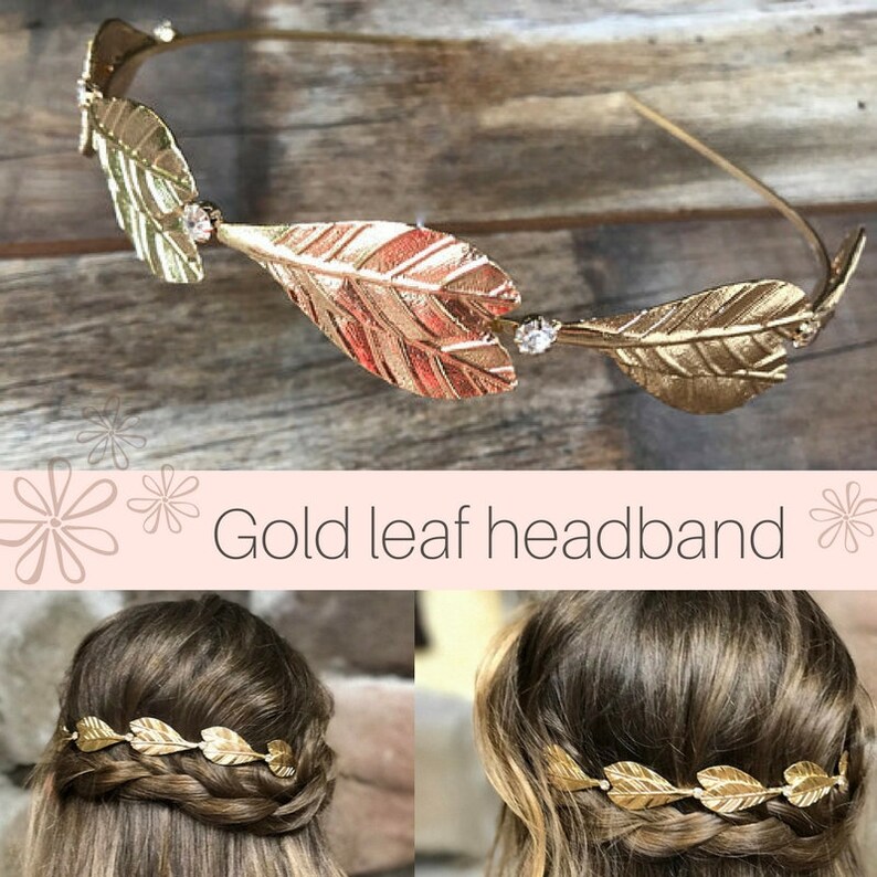 Gold Leaf Headband Gold Leaf Hair Jewelry Leaf Headpiece Etsy