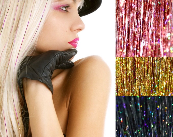 LIGHT PINK Hair Tinsel, Glitter Hair Tinsel, Festival Hair, Hair Bling Tinsel Extensions, Hair Accessory, Glitter Hair Strands