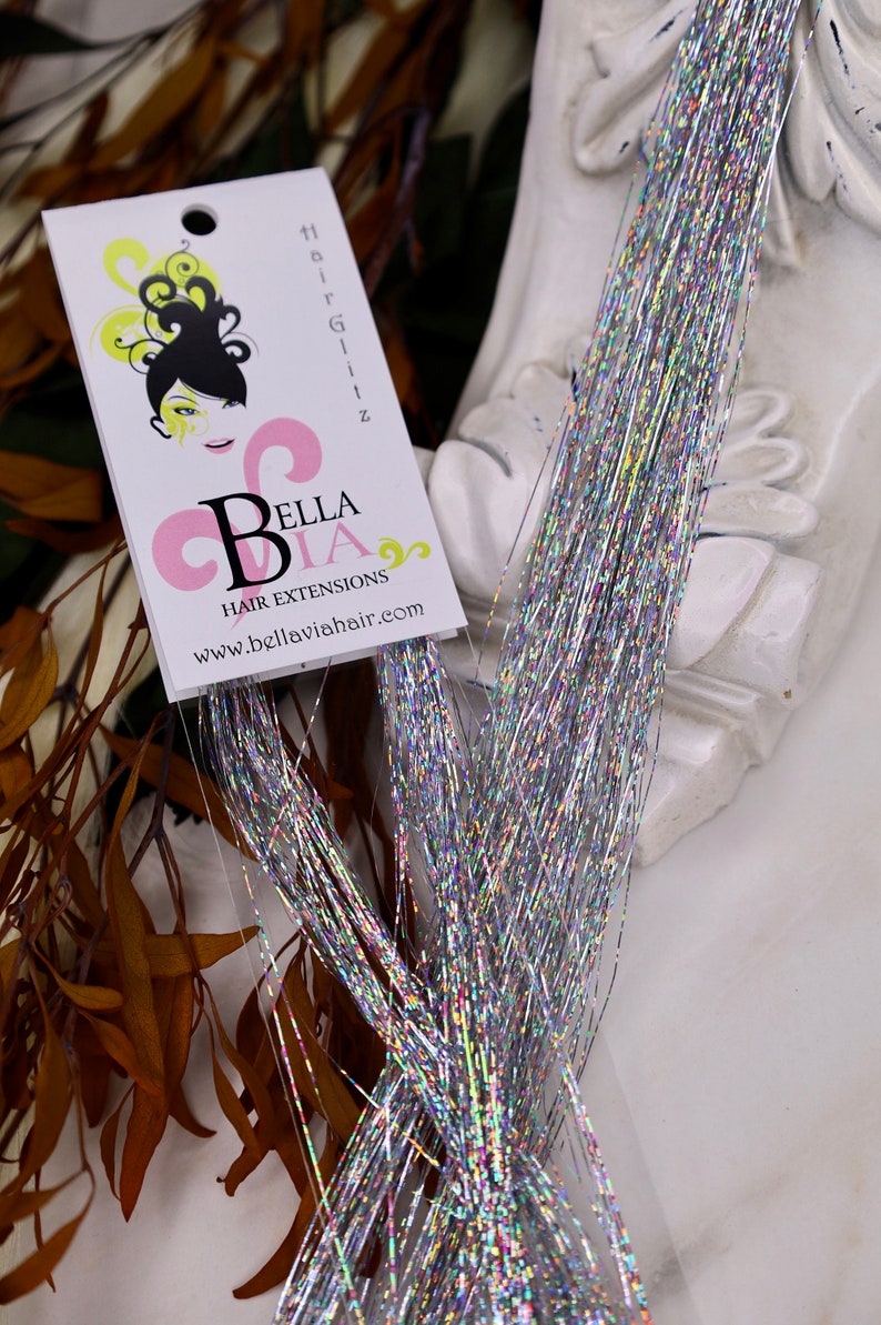 SILVER Hair Tinsel Silver Tinsel Glitter Hair Extensions Etsy