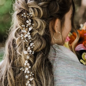 Flower Hair Vine For Your Long Boho Braid, Bridal Hair Accessory