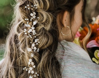 Flower Hair Vine For Your Long Boho Braid, Bridal Hair Accessory